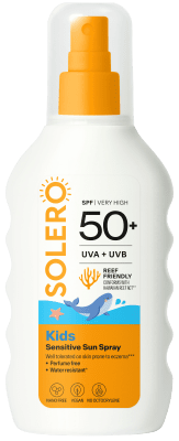 SOLERO vaikams skirtas jautrios odos purškalas nuo saulės SPF 50+ nuo 6 mėn, 200 ml