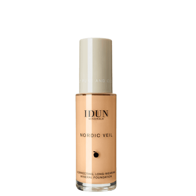 IDUN Minerals skystas makiažo pagrindas stipriai maskuojantis Nordic Veil Freja Nr. 1306 Warm Light, 26ml