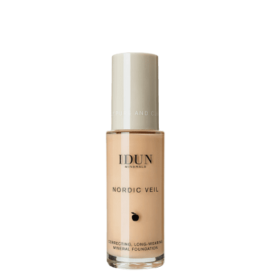 IDUN Minerals skystas makiažo pagrindas stipriai maskuojantis Nordic Veil Disa Nr. 1307 Neutral Llight-Medium, 26ml