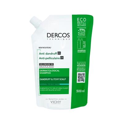 VICHY DERCOS ŠAMPŪNAS OILY NUO PLEISKANŲ (REFILL) PAKUOTĖ, 500ml