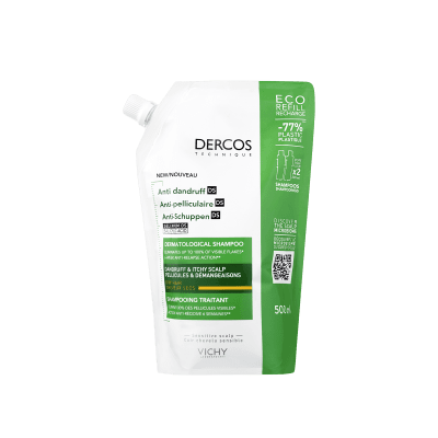 VICHY DERCOS ŠAMPŪNAS DRY NUO PLEISKANŲ (REFILL) PAKUOTĖ, 500ml
