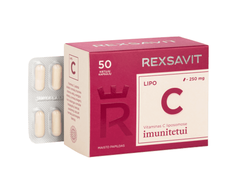 REXSAVIT liposominis vitaminas C 250 mg, kietosios kapsulės N50
