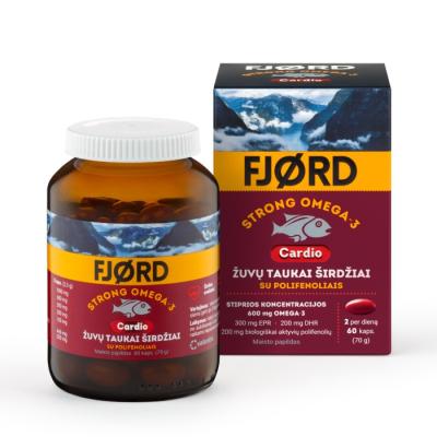 FJORD STRONG OMEGA-3 Cardio žuvų taukai širdžiai su biologiškai aktyviais polifenoliais N60