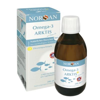NORSAN, OMEGA-3 ARKTIS SU VITAMINU D, CITRINŲ SKONIO, 200 ml aliejus