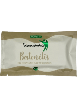 MĖMELIO FERMENTUOTAS batonėlis su gyvomis bakterijomis, 60 g / 1 vnt