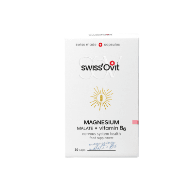 SwissOvit Magnio malatas + vitaminas B6, kapsulės, N30