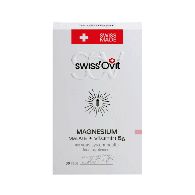 SwissOvit Magnio malatas + vitaminas B6, kapsulės, N30