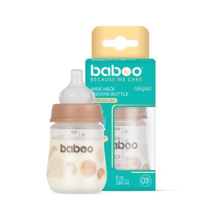 Baboo antikolinis buteliukas plataus kaklelio, 180 ml, 0+ mėn, Au Naturale