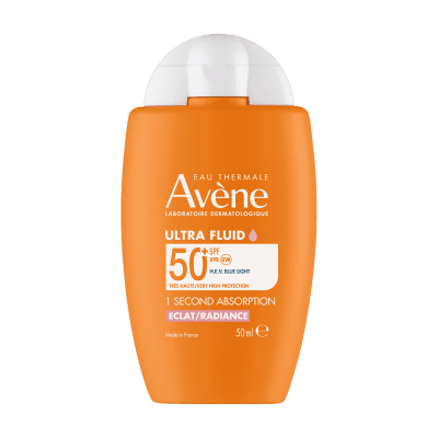 AVENE EAU THERMALA apsauginis fluidas nuo saulės ULTRA FLUID RADIANCE SPF 50+, 50 ml