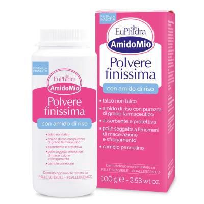 AMIDOMIO kūno pudra vaikams su ryžių krakmolu, 100 g