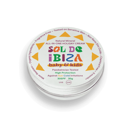 SOL DE IBIZA apsauginis kremas veidui ir kūnui nuo saulės vaikams BABY&KIDS SPF 30, 30 g