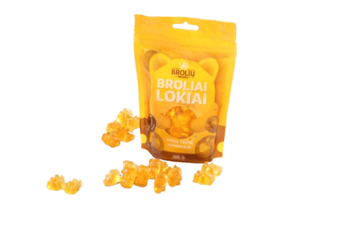BROLIŲ MEDUS VAISIŲ SULČIŲ GUMINUKAI BROLIAI LOKIAI 100 g