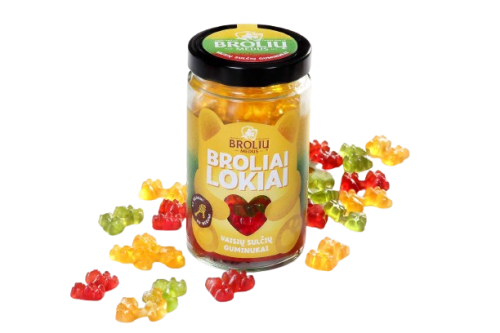 BROLIU MEDUS PASIFLORŲ, OBUOLIŲ IR AVIEČIŲ SKONIO GUMINUKŲ MIKSAS 500 g