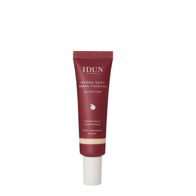 IDUN Minerals Hydra Soft skystas mineralinis makiažo pagrindas Saga Nr. 1252 Fair Neutral, 30 ml