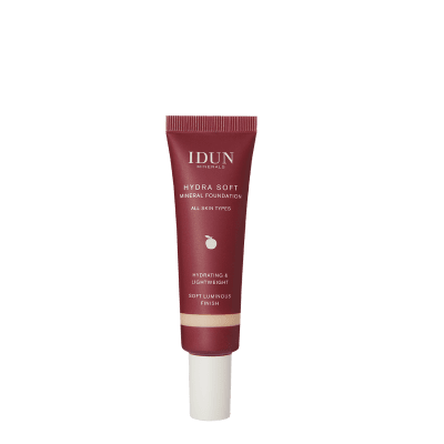 IDUN Minerals Hydra Soft skystas mineralinis makiažo pagrindas Freja Nr. 1253 Light Warm, 30 ml