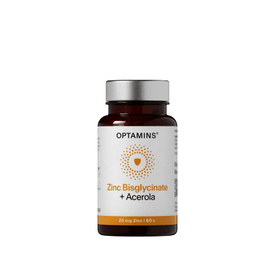 OPTAMINS cinko glicinatas 25mg, su acerolos vaisių kompleksu imunitetui, N60