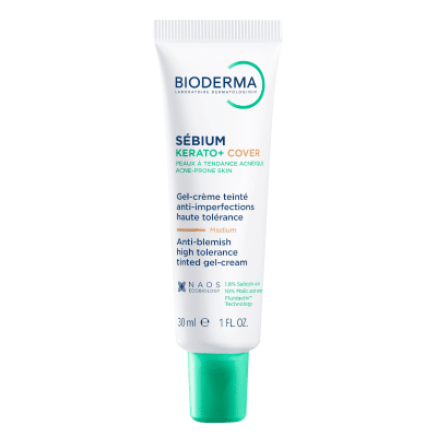 BIODERMA aukštos tolerancijos gelis-kremas su spalva mažinantis spuogus, inkštirus ir po jų likusius randelius, Sébium Kerato+ cover, 30 ml