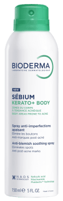 BIODERMA raminamasis kūno purškiklis nuo spuogų į aknę linkusiai odai, Sébium Kerato+ body, 150 ml