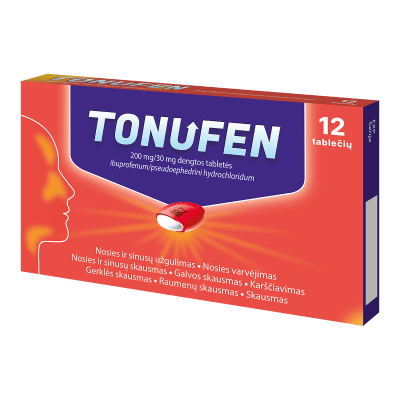 TONUFEN 200 mg/30 mg plėvele dengtos tabletės, N12
