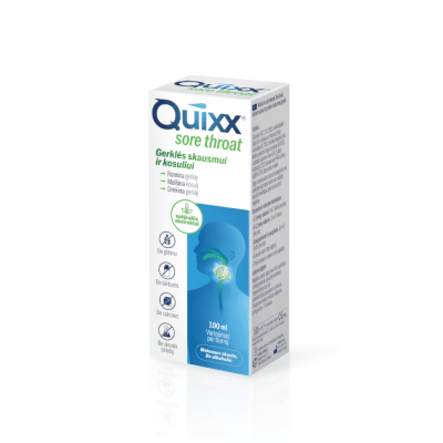 Quixx Sore Throat sirupas, 100 ml
