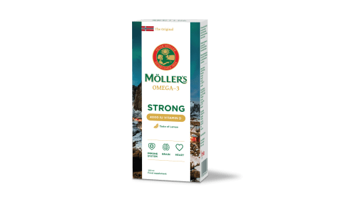 MOLLER Strong Vitamin D žuvų taukai, citrinų skonio, 250 ml