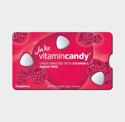 JAKE VITAMINCANDY aviečių skonio pastilės su vitaminu C, 18 g