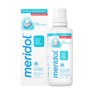 MERIDOL burnos skalavimo skystis dantenų priežiūrai, 400 ml