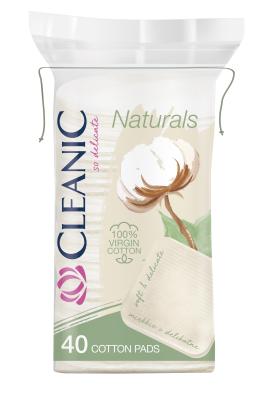 CLEANIC NATURALS vatos diskeliai, kvadratiniai, 40 vnt.