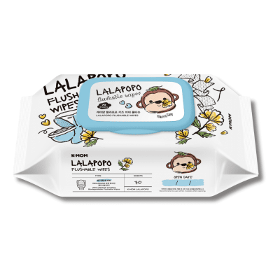 K-MOM Lalapopo organiškos drėgnos servetėlės, suyrančios vandenyje, 70 vnt.