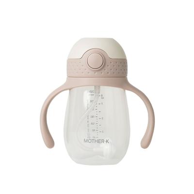 Mother-K HUG PP pagrindo gertuvė su šiaudeliu, 240 ml., Beige