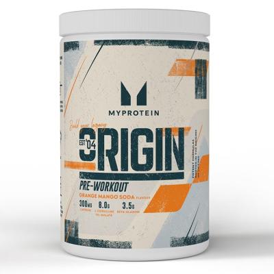 MYPROTEIN Origin prieštreniruotinis energetinis gėrimas, apelsinų ir mangų skonio, 600 g
