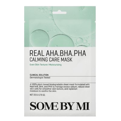 SOME BY MI Real AHA-BHA-PHA Calming Care Mask raminanti lakštinė veido kaukė su rūgštimis, 20 g