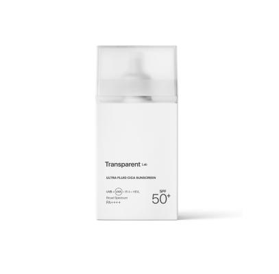 TRANSPARENT LAB Ultra-fluid Cica Sunscreen apsauga veidui su mineraliniais ir cheminiais filtrais SPF50, 100 ml