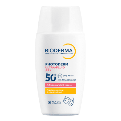 BIODERMA PHOTODERM ULTRA-FLUID AR+ SPF50+ apsauginis fluidas nuo saulės raustančiai odai, 40 ml