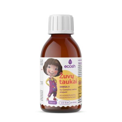 ECOSH KAKĖ MAKĖ Žuvų taukai su Camelina sativa aliejumi, Tutti Frutti skonio, 150 ml