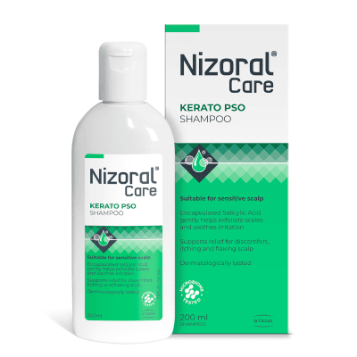Nizoral® Care KERATO PSO šampūnas galvos odai, turinčiai polinkį į psoriazę, 200 ml