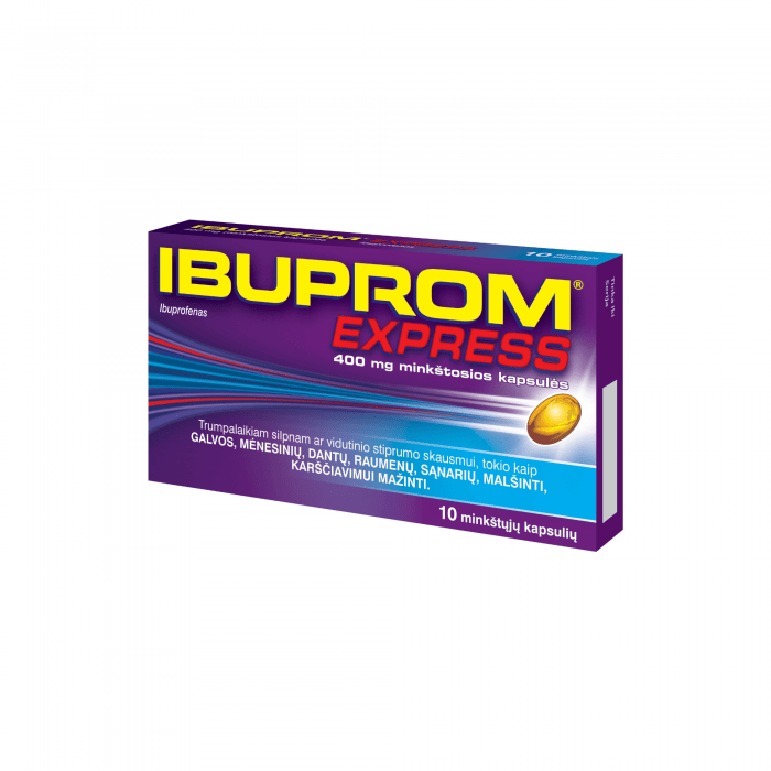 Ibuprom Express 400 mg minkštosios kapsulės N10