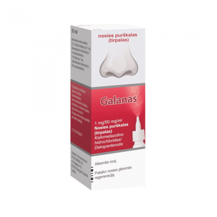 Galanas 1 mg/50 mg/ml nosies purškalas (tirpalas) 10 ml