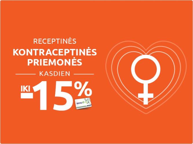 RECEPTINĖMS KONTRACEPTINĖMS PRIEMONĖMS IKI -15%