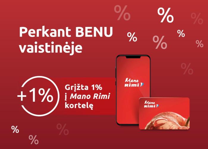 Perkant fizinėse BENU vaistinėse į Mano Rimi kortelę sugrįžta 1 %