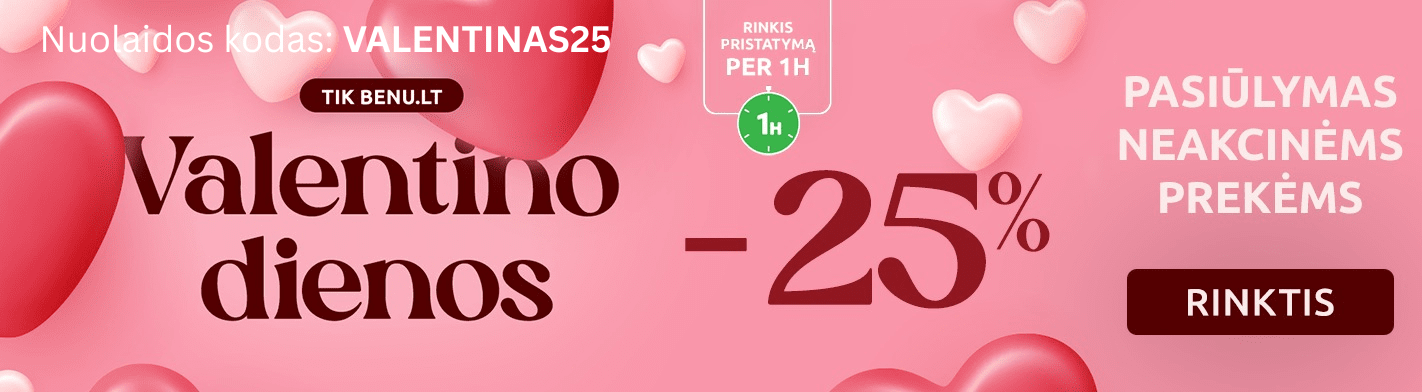-25% krepšeliui su kodu VALENTINAS25