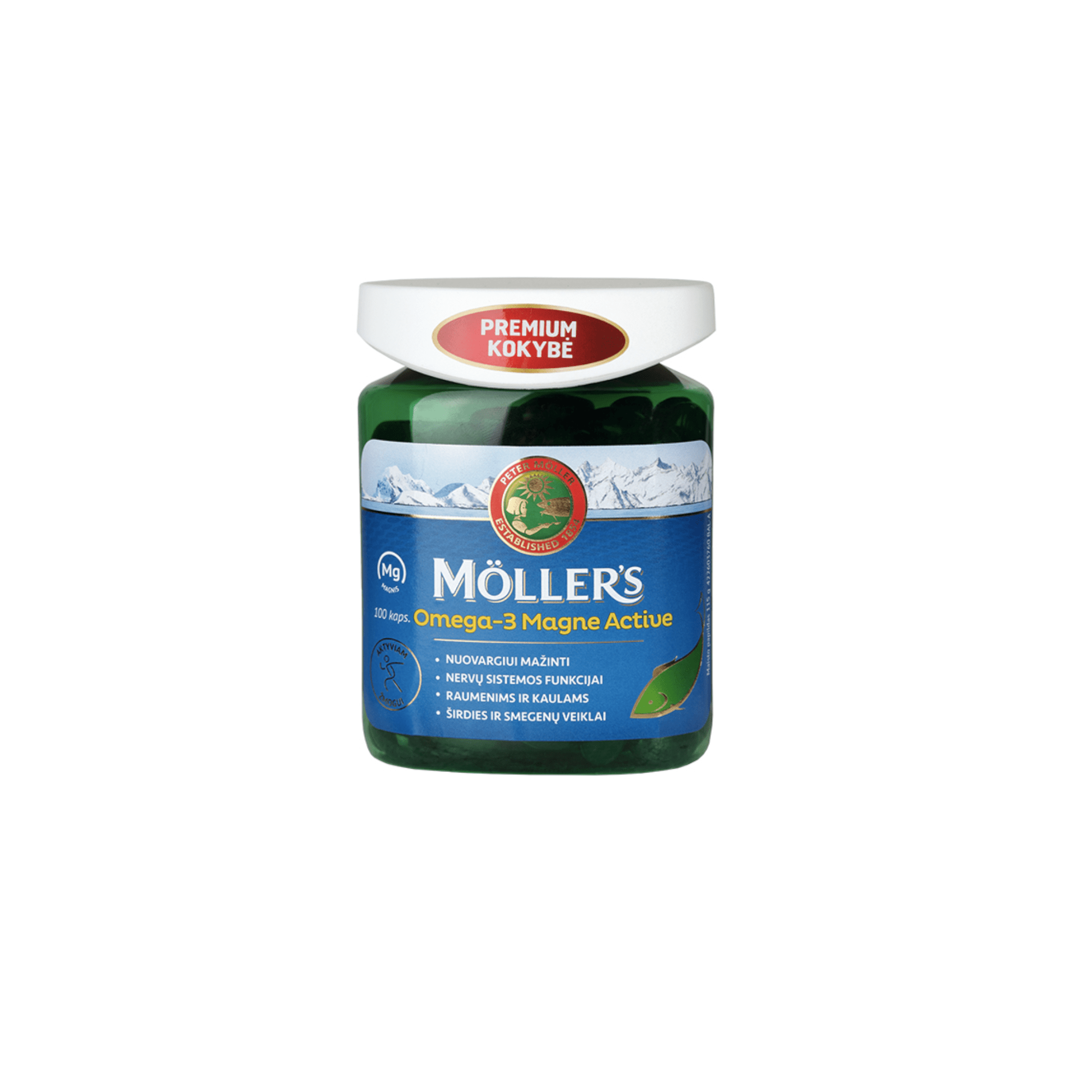 Möller's Omega-3 Magne Active kapsulės N100 | BENU vais