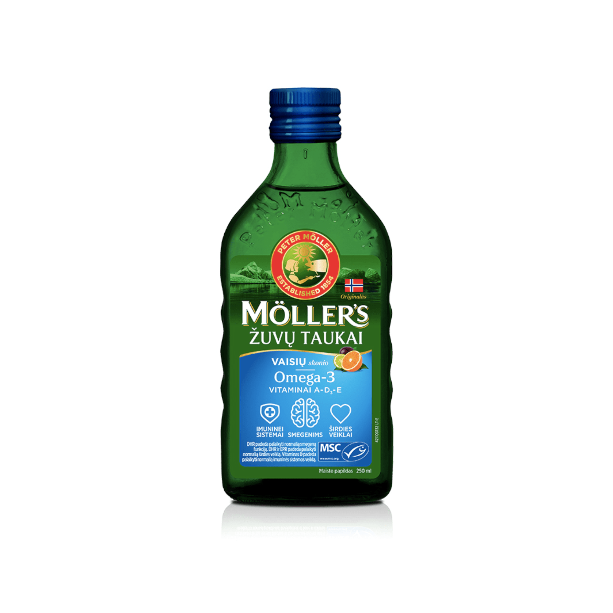Möller's skysti žuvų taukai vaisių skonio 250 ml Möller's skysti žuvų taukai vaisių skonio 250 ml