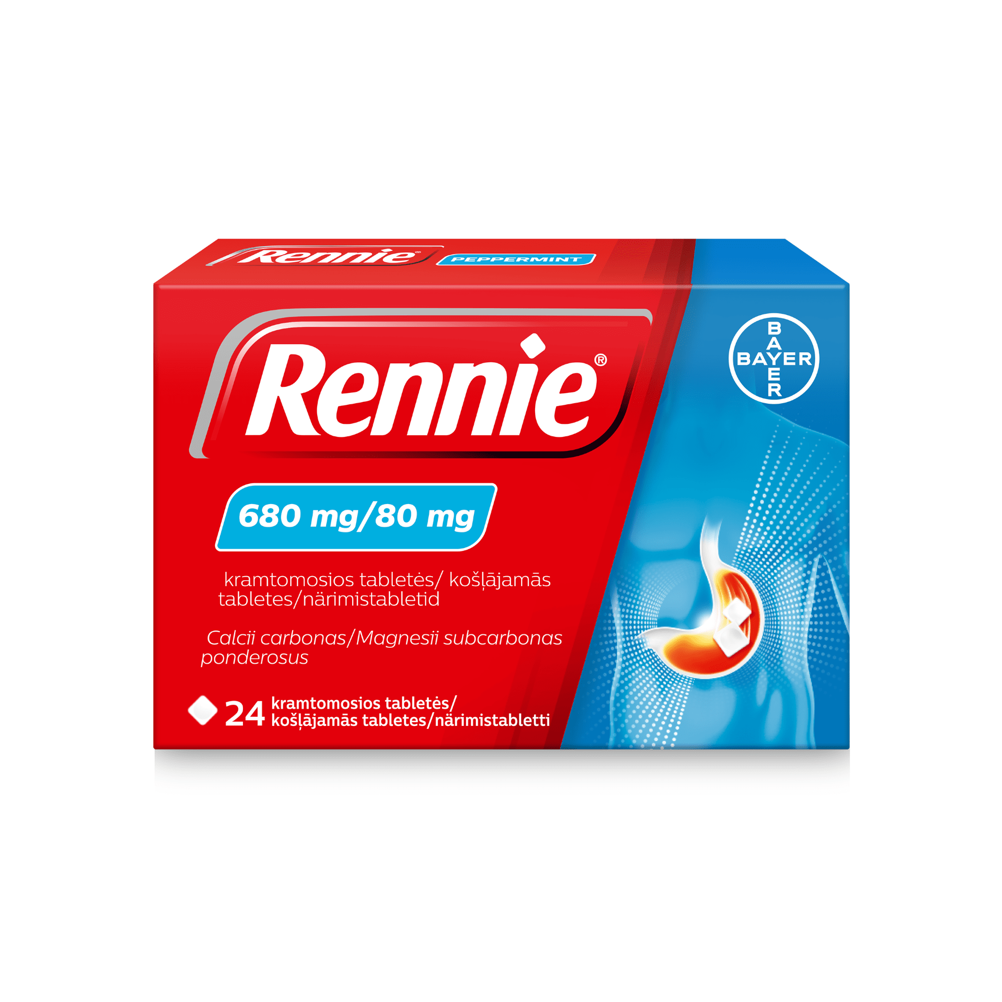 Rennie 680 mg/80 mg kramtomosios tabletės N24