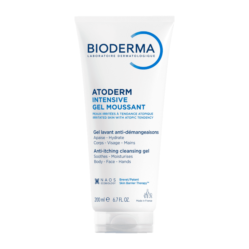 BIODERMA gelinis putojantis prausiklis sudirgusiai, atopiškai odai ATODERM INTENSIVE GEL MOUSSANT, 200 ml
