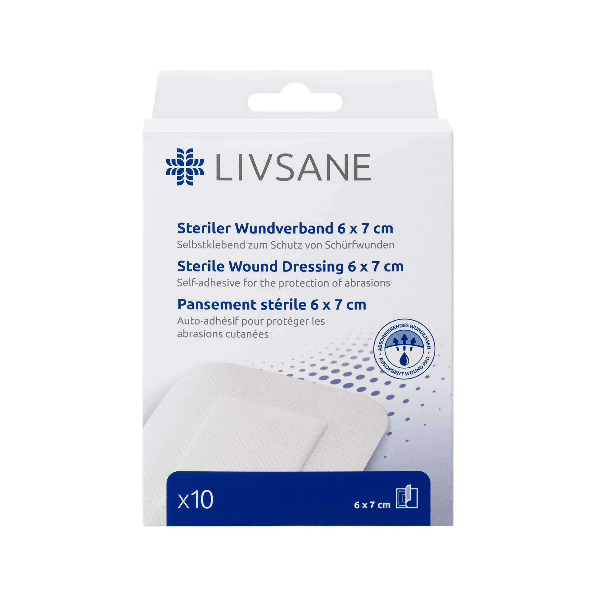 Livsane sterilus žaizdų tvarstis 6 cm x 7 cm, N10