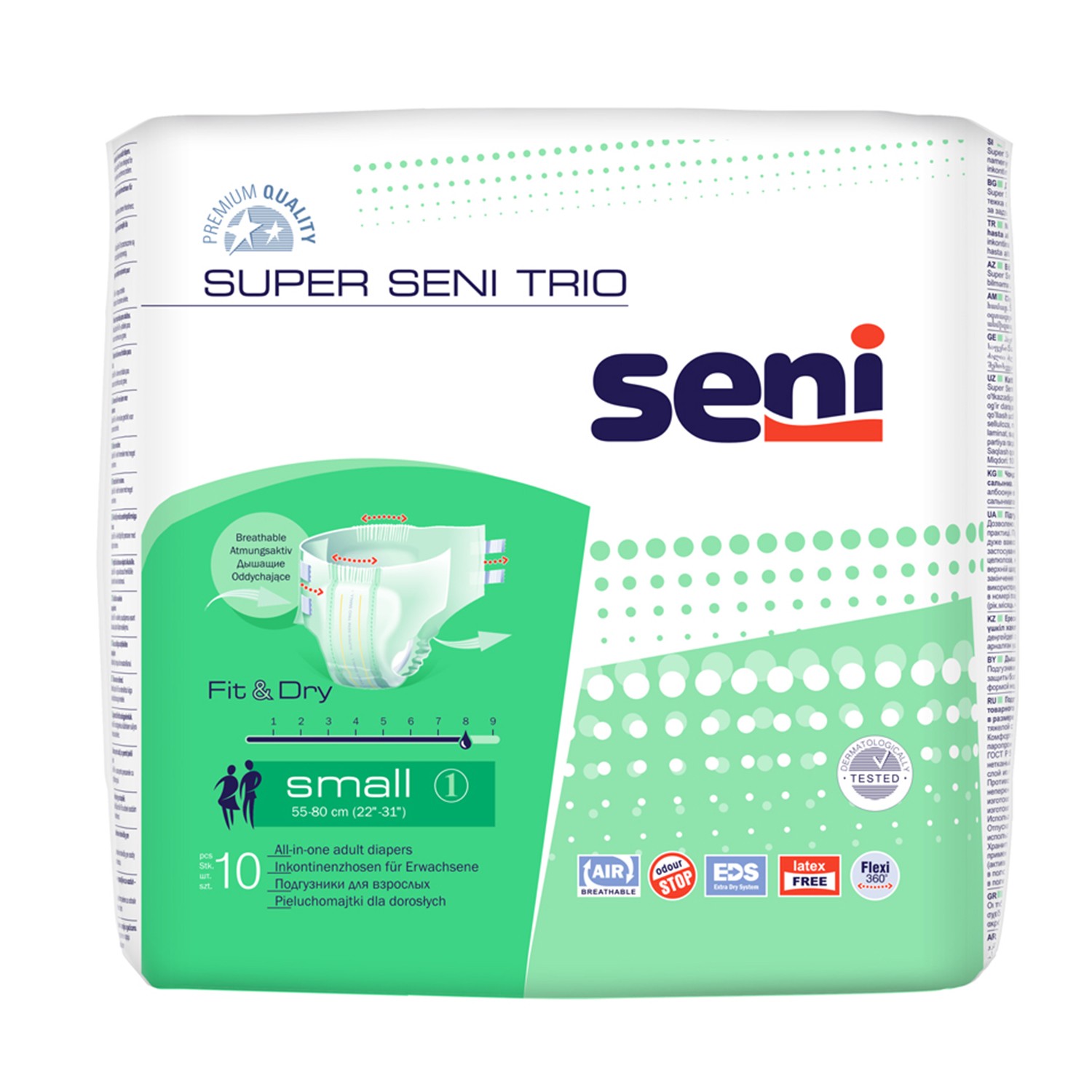 SENI SUPER TRIO Premium sauskelnės, S dydis N10 SENI SUPER TRIO Premium sauskelnės, S dydis N10