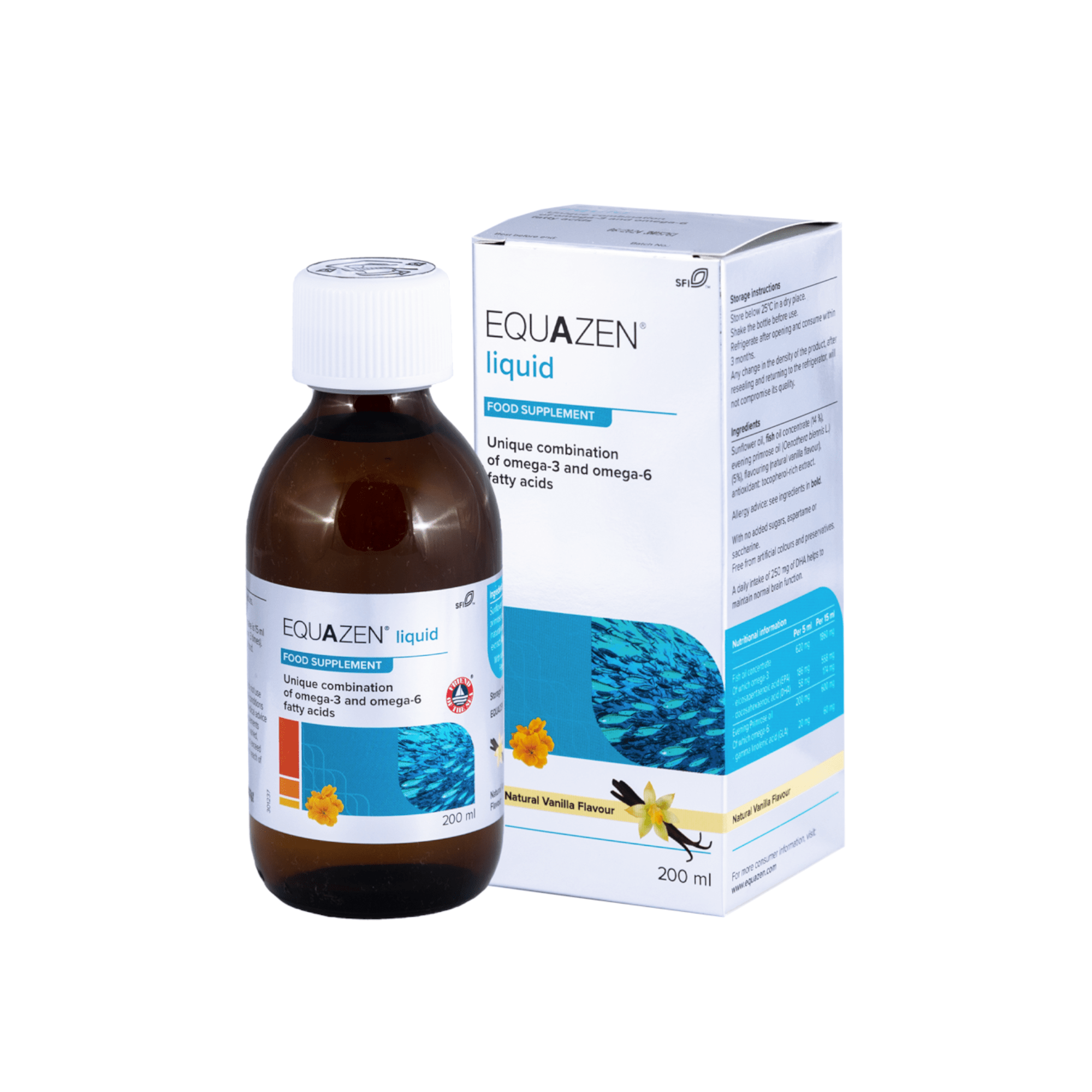 Equazen Eye Q vanilės skonio skystis 200 ml Equazen Eye Q vanilės skonio skystis 200 ml