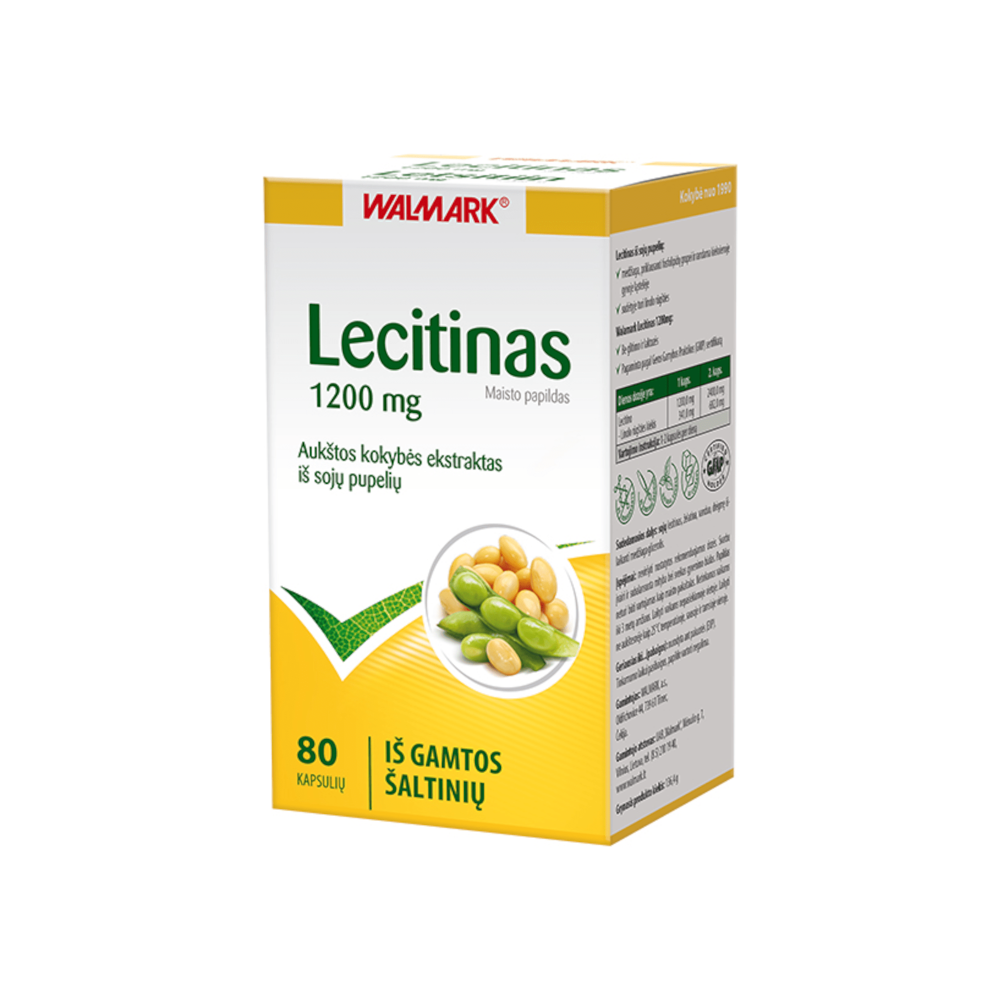 WALMARK Lecitinas 1200 mg kapsulės N80 WALMARK Lecitinas 1200 mg kapsulės N80