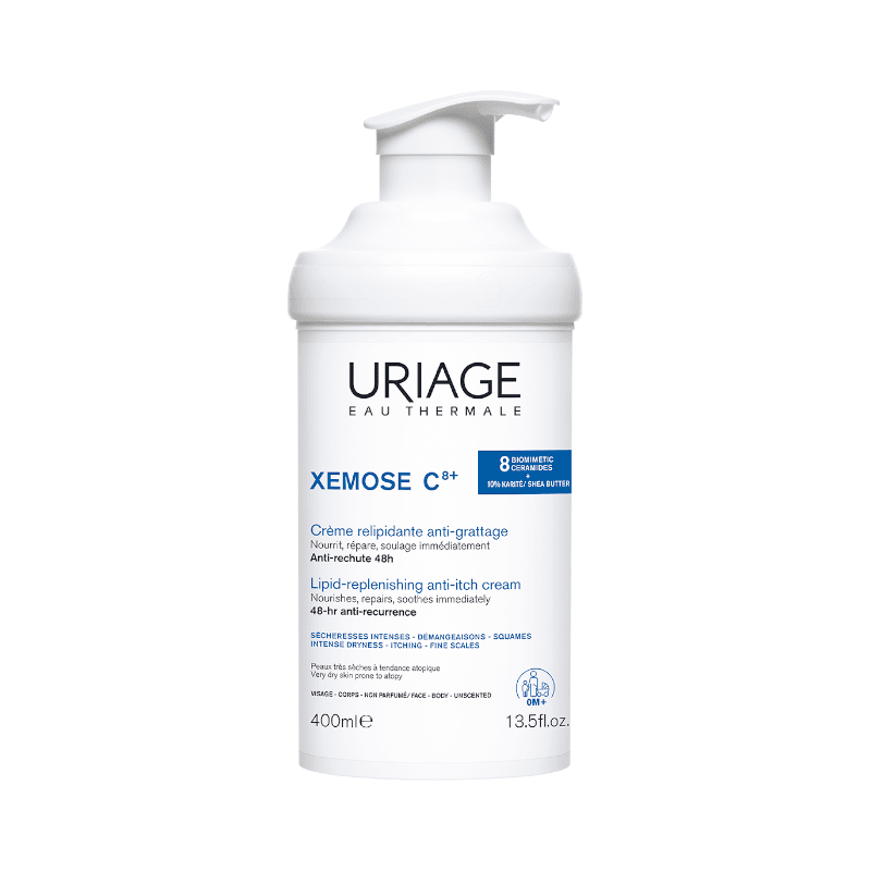URIAGE universalus minkštinamasis kremas su dozatoriumi XEMOSE C8+, 400 ml